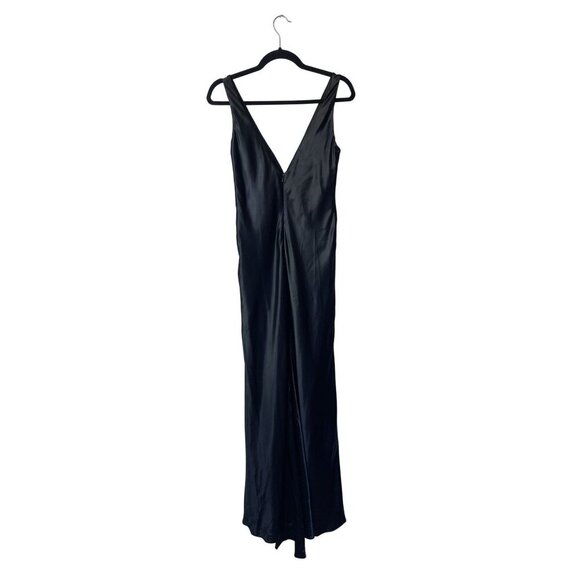 Y2K Maxi Dress Sz 8 Vintage Night Way Black Slip Satin Evening Prom Embellished - Picture 4 of 7